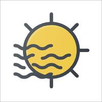 The sun is shown in a flat line icon vector