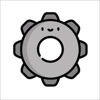 A cartoon gear with a smiley face vector