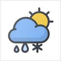 A weather icon with a sun and rain vector
