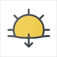 A yellow sun with a arrow pointing to it vector