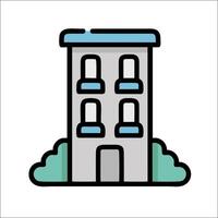 A building icon with a window and a door vector