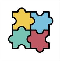 Four pieces of puzzle pieces in a square shape vector