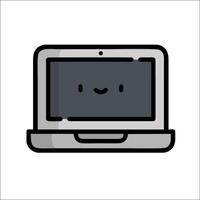 A laptop with a smiley face on it vector