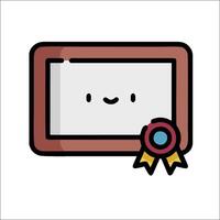 A cartoon frame with a smiley face and a ribbon vector