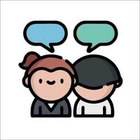 Two people talking with speech bubbles above them vector