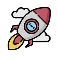 A cartoon rocket with a smiley face on it vector