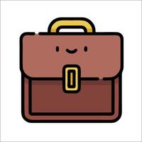 A cartoon suitcase with a smiley face on it vector