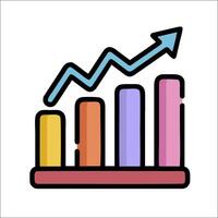 An icon of a bar chart with an arrow going up vector