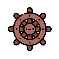 A cartoon ship wheel with a smiley face vector