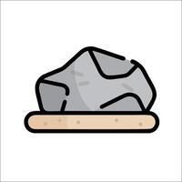 A rock on a wooden block icon vector