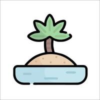 A palm tree in a bowl on a beach vector