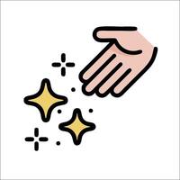 A hand is touching a star icon vector