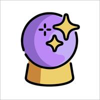 A purple crystal ball with stars on it vector