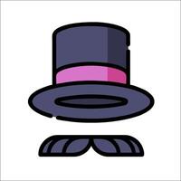 A hat and mustache icon on a white background vector