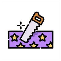 A purple and white star pattern with a knife on top vector