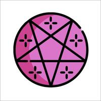 A pentagram in a pink circle with four stars vector