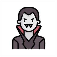 A vampire icon with a black and white face vector