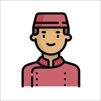 A man in a red uniform is shown in a flat style vector