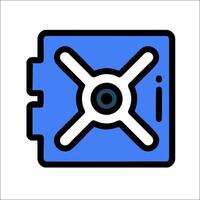 A blue and white icon of a box with a cross on it vector