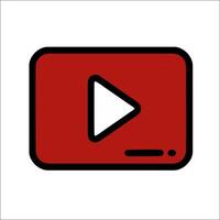 A red play button on a white background vector