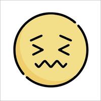 A yellow emoticion with a sad face vector
