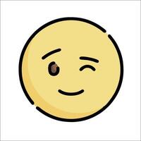 A yellow smiley face with a brown eye vector