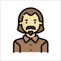 A man with a beard and mustache is shown in a flat style vector