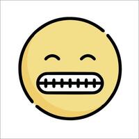 A smiley face with a mouth open and teeth vector