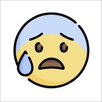 A sad emoticor with tears on his face vector