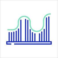 A line icon of a wave with a bar graph vector