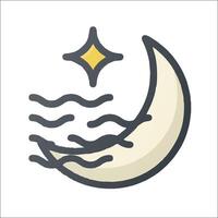A crescent with waves and a star vector