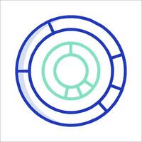 A circular icon with a green and blue color vector