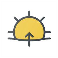 A yellow sun with an arrow pointing up vector