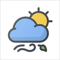 A cloud with a sun and a leaf on it vector