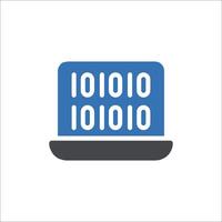 A computer with binary code on it vector