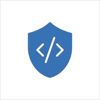 A blue shield with the word code in it vector