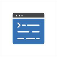 A blue and white icon of a computer screen vector