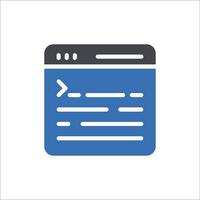A blue and white icon of a web page vector