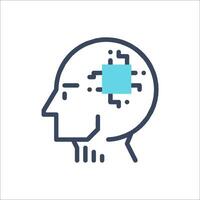 A brain icon with a circuit board on it vector