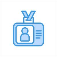 A blue icon of a badge with a person's face on it vector