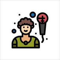 A man with a microphone and a microphone icon vector
