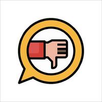 A hand pointing down in a speech bubble vector