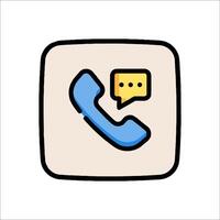 A phone icon with a speech bubble vector
