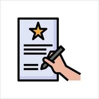 Hand writing a star on a document with a pen vector
