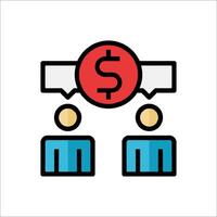 Two people are sitting at a table with a dollar sign above them vector
