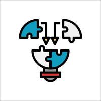 A light bulb with two pieces of puzzle pieces vector