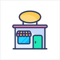 A store icon with a yellow sign on top vector