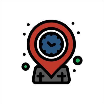 A map marker with a clock on it vector