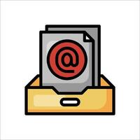 Email icon in a box with a red envelope vector