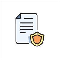 A document with a shield and a paper vector